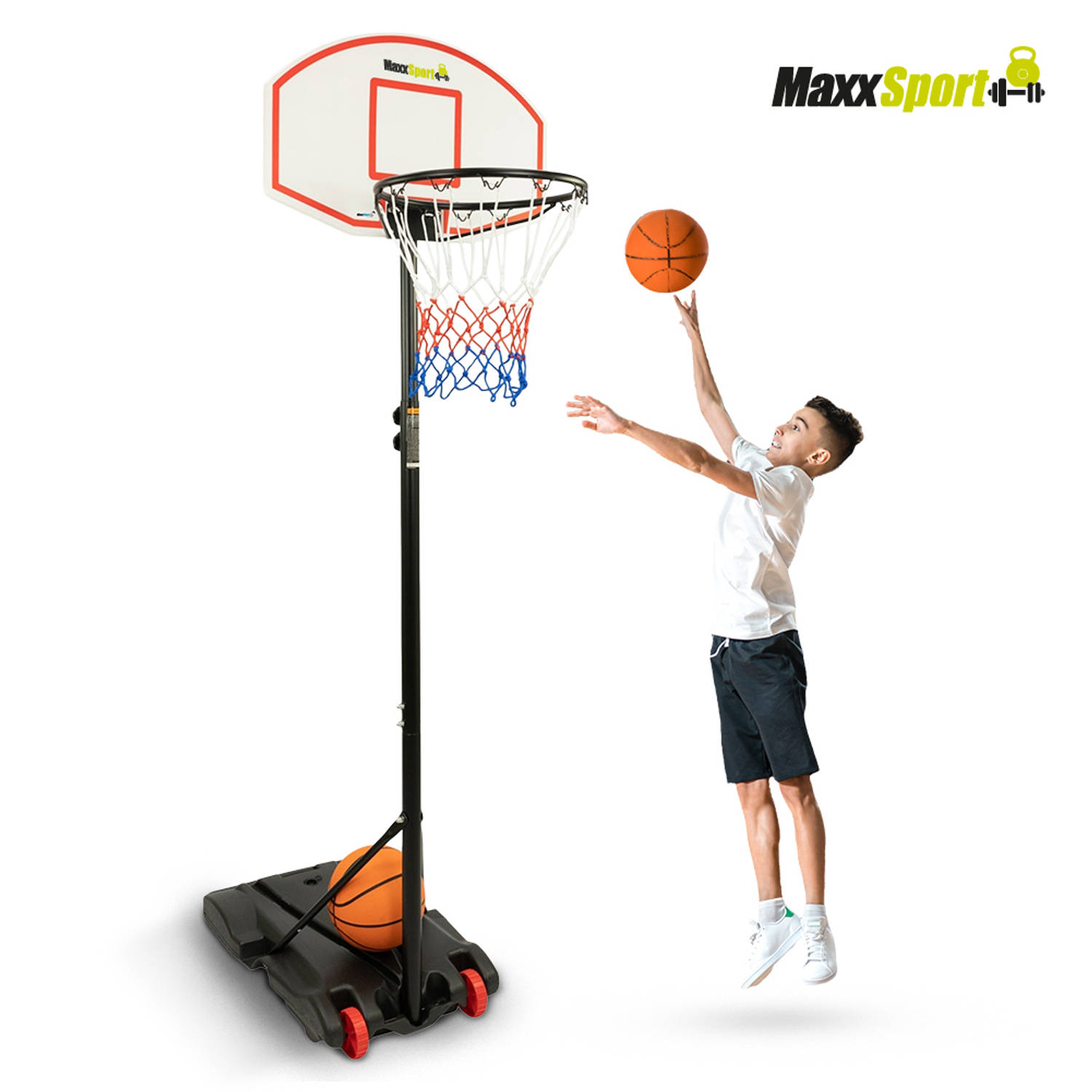 Maxxsport Basketbalstandaard inclusief Basketbal 3 delig 165-205cm