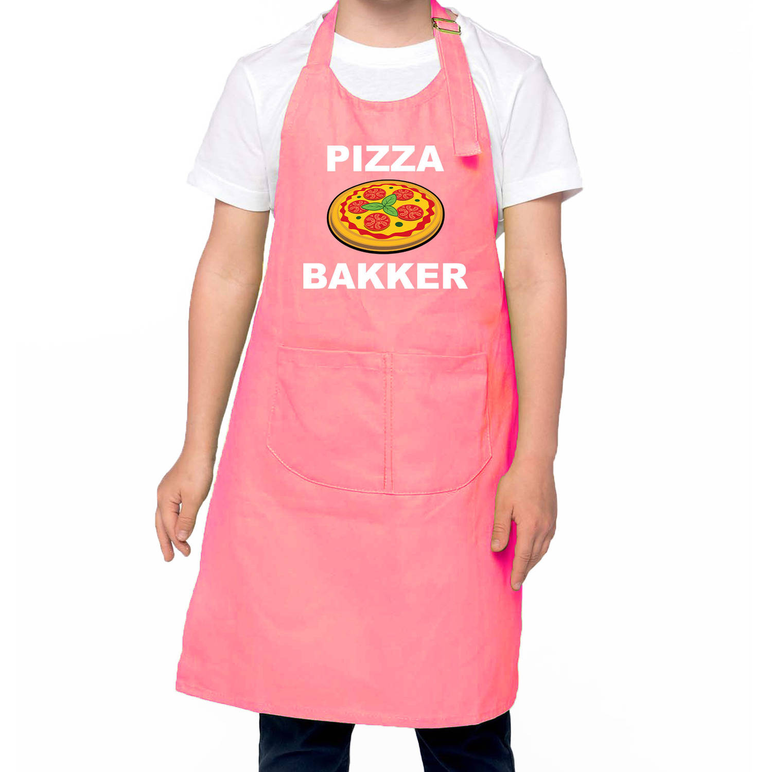 Pizza Bakker Schort- Keukenschort Roze Voor Jongens En Meisjes Bakken Met Kinderen Feestschorten