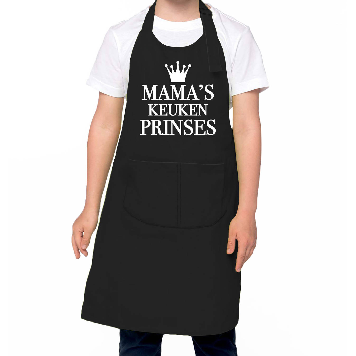Mama S Keukenprinses Keukenschort Kinderen- Kinder Schort Zwart Voor Meisjes Feestschorten
