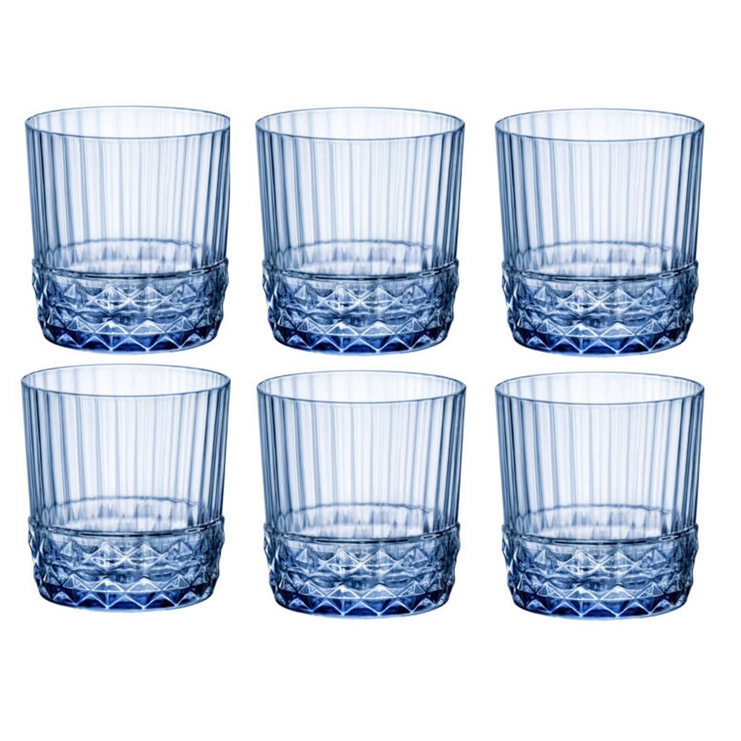 Bormioli Rocco Cocktailglazen / Whiskey Glazen / Waterglazen America 20&apos;s Sapphire Blue 370 ml - 6 Stuks