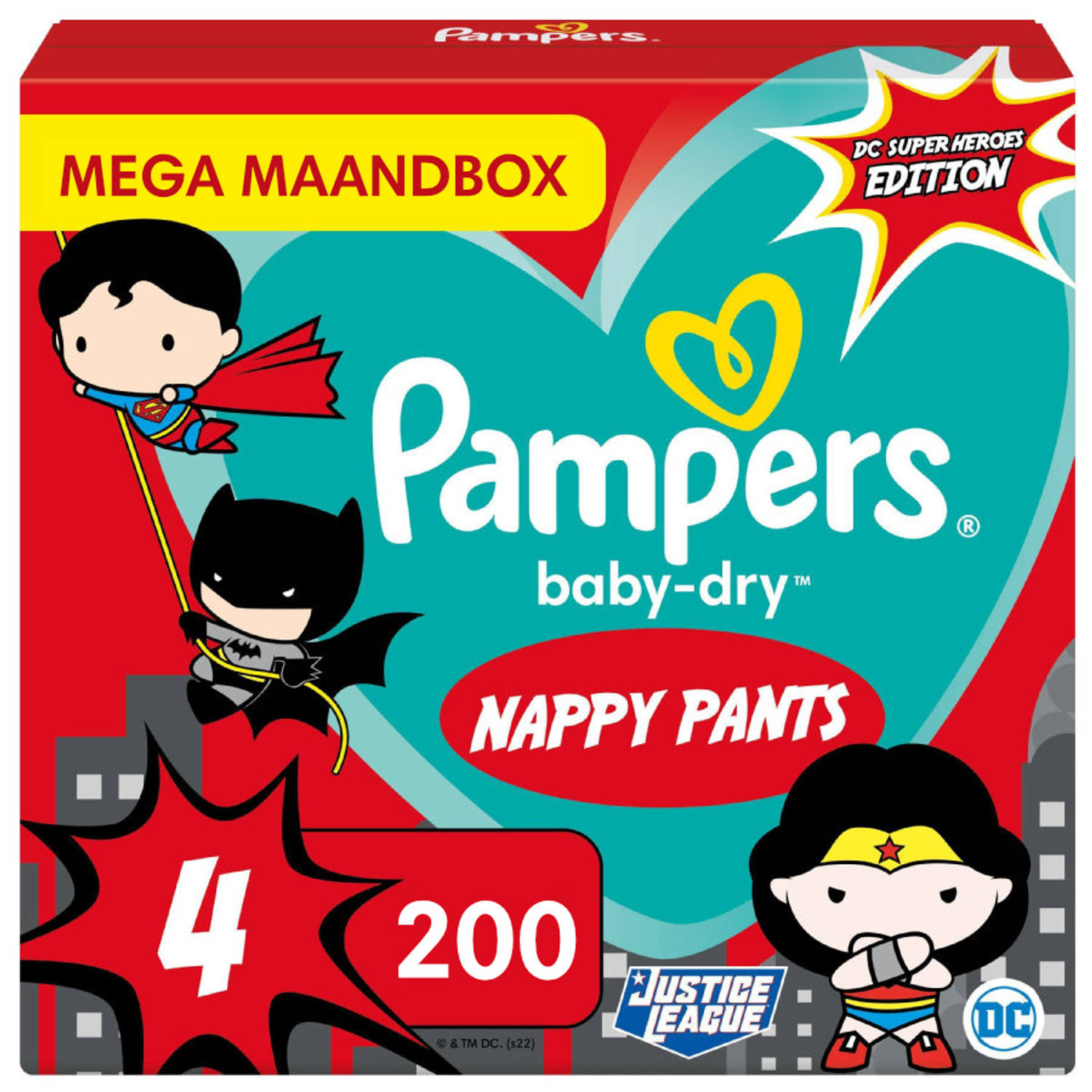 Pampers - Baby Dry Nappy Pants Superhelden - Maat 4 - Mega Maandbox - 200 luierbroekjes