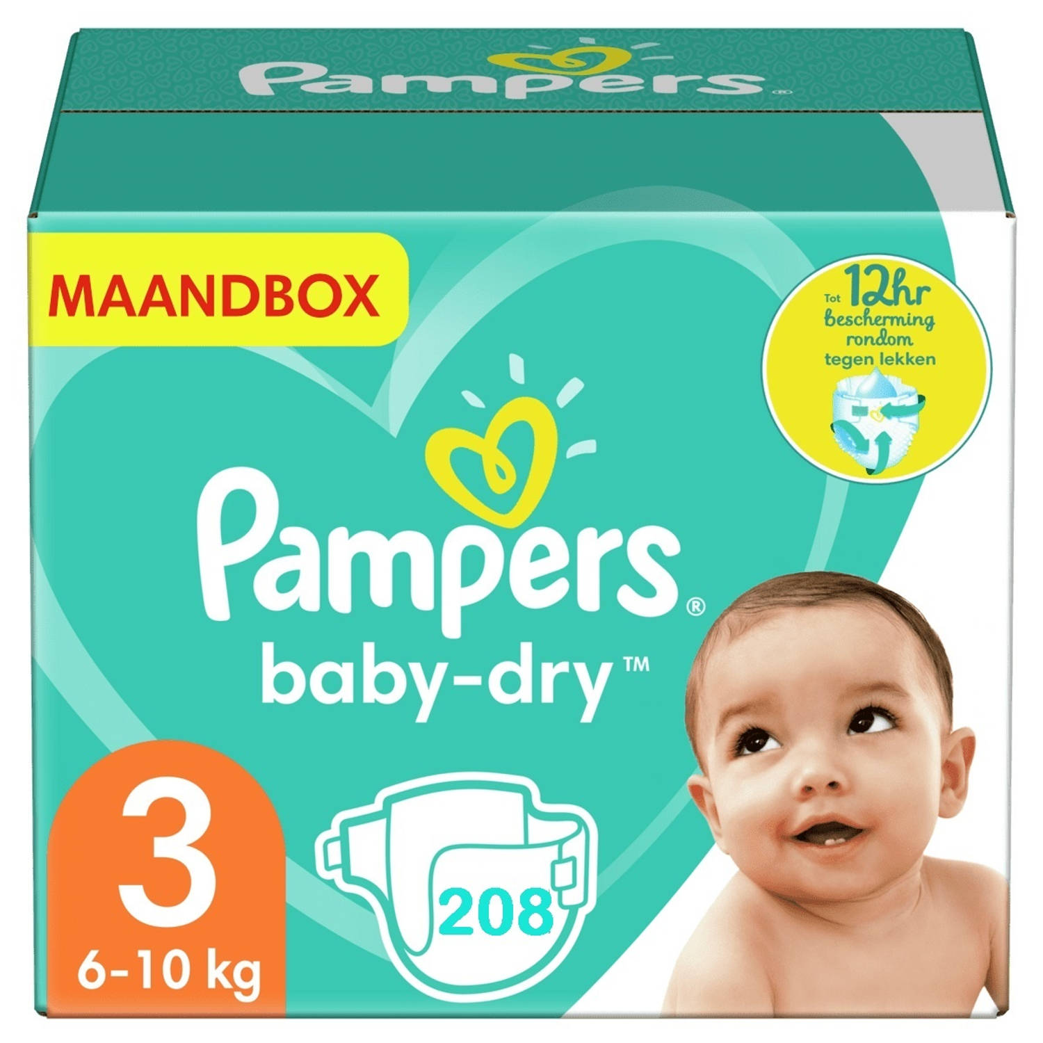 Pampers - Baby Dry - Maat 3 - Maandbox - 208 stuks - 6/10KG