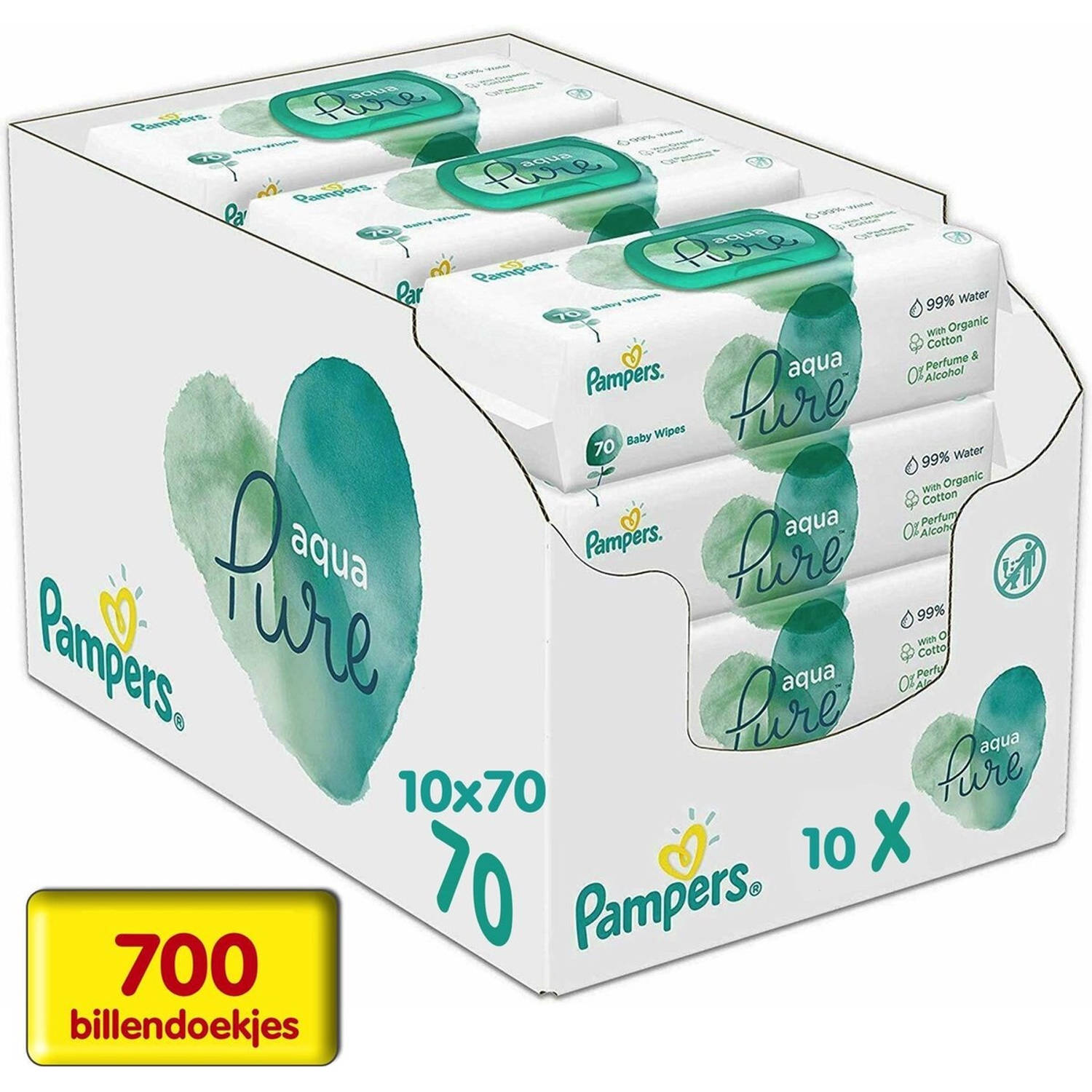 Lol Chemicaliën Beschikbaar Pampers - Aqua Pure - Billendoekjes - 700 doekjes - 10 x 70 | Blokker