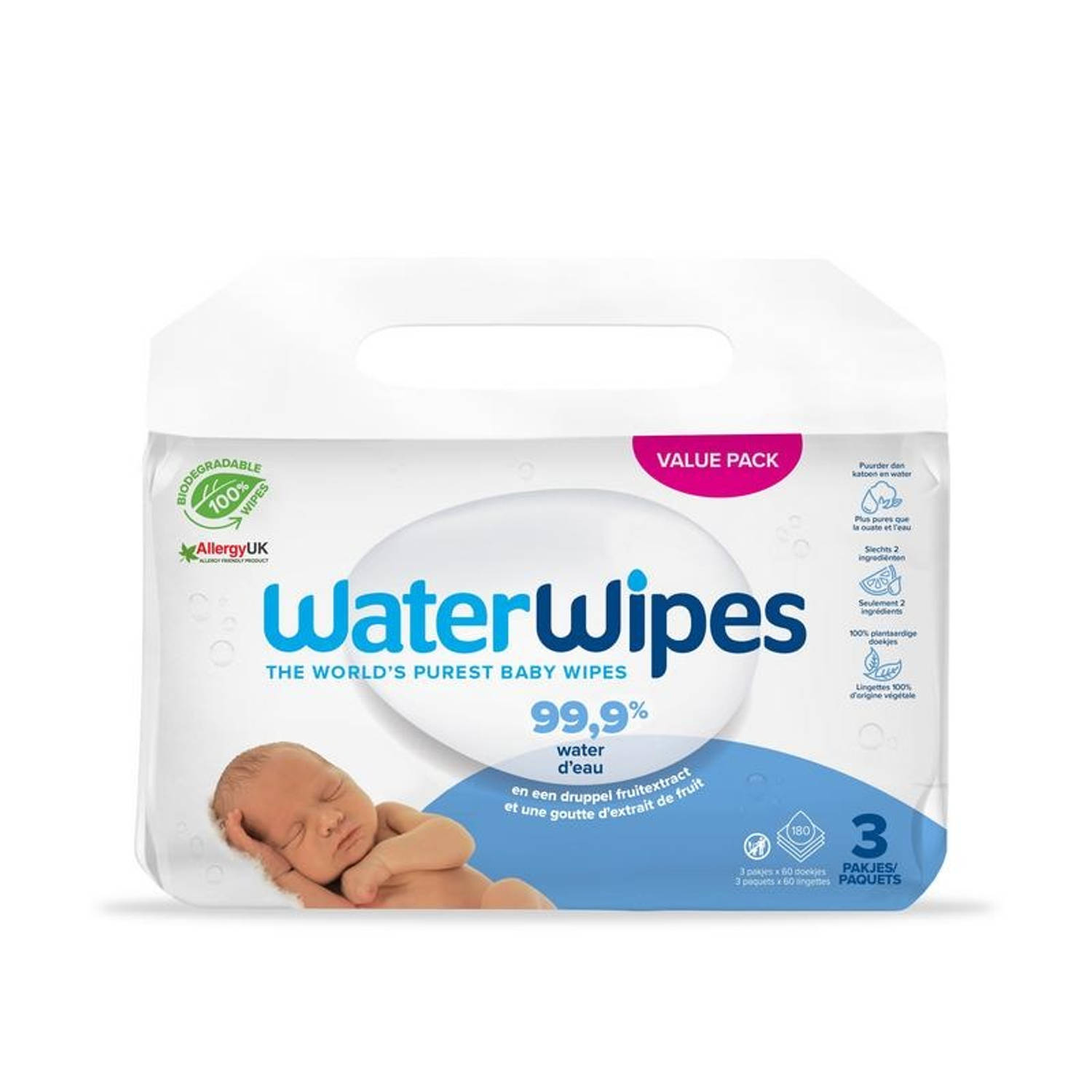 Waterwipes Baby Billenddoekjes (3x 60st)