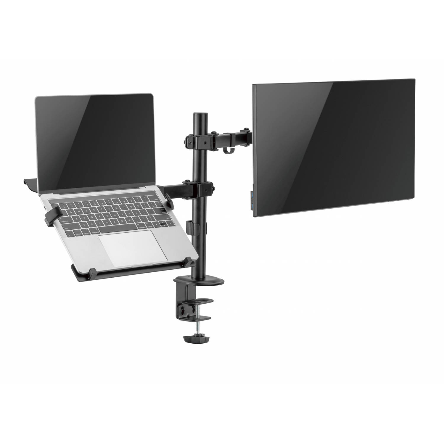 Monitorarm met laptopstandaard - draaibaar roteerbaar kantelbaar hoogte verstelbaar - tot 32 inch scherm