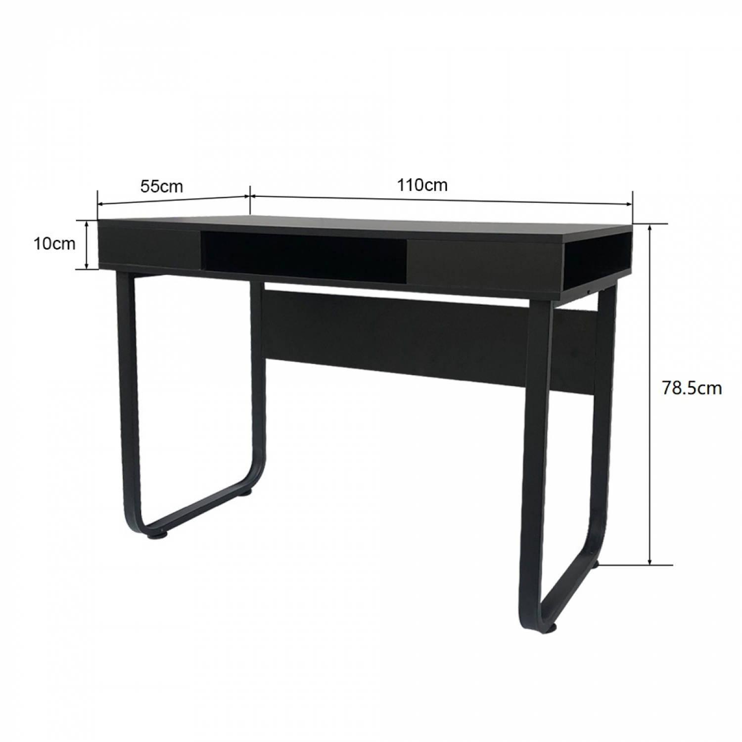 computer tafel Stoer - sidetable - industrieel modern - zwart metaal hout - 110 cm | Blokker