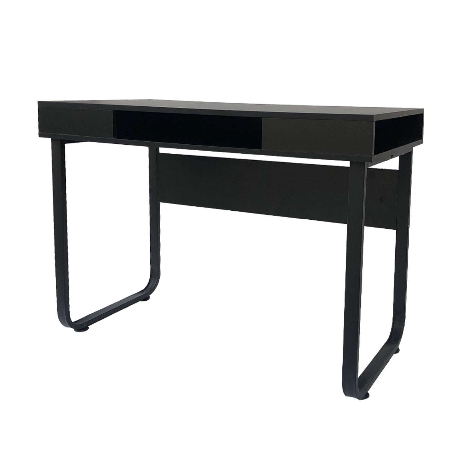 Verbazing Frank Rationeel Bureau computer tafel Stoer - sidetable - industrieel modern - zwart metaal  zwart hout - 110 cm breed | Blokker
