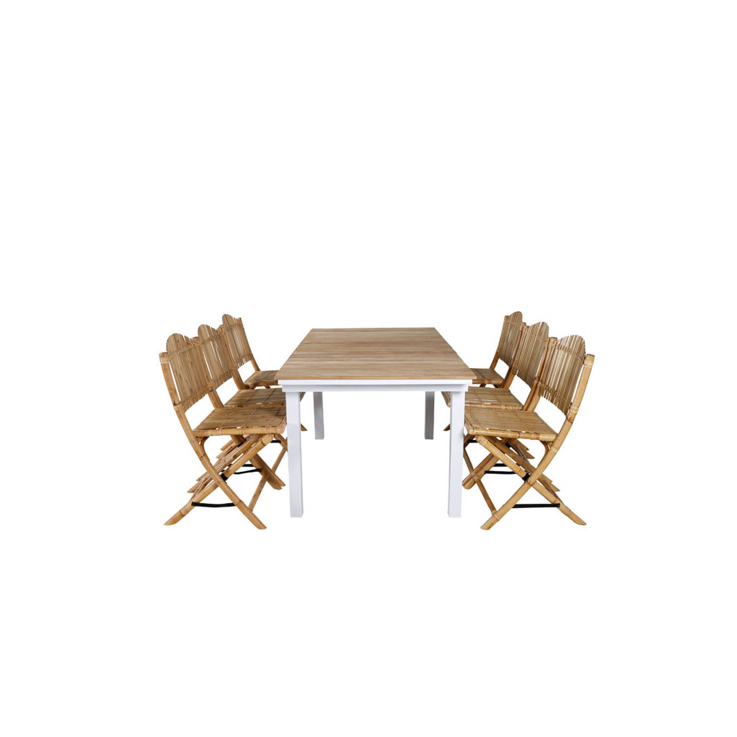scheren rit afdeling Mexico tuinmeubelset tafel 90x180/240cm en 6 stoel Cane lichtgrijs,  naturel. | Blokker