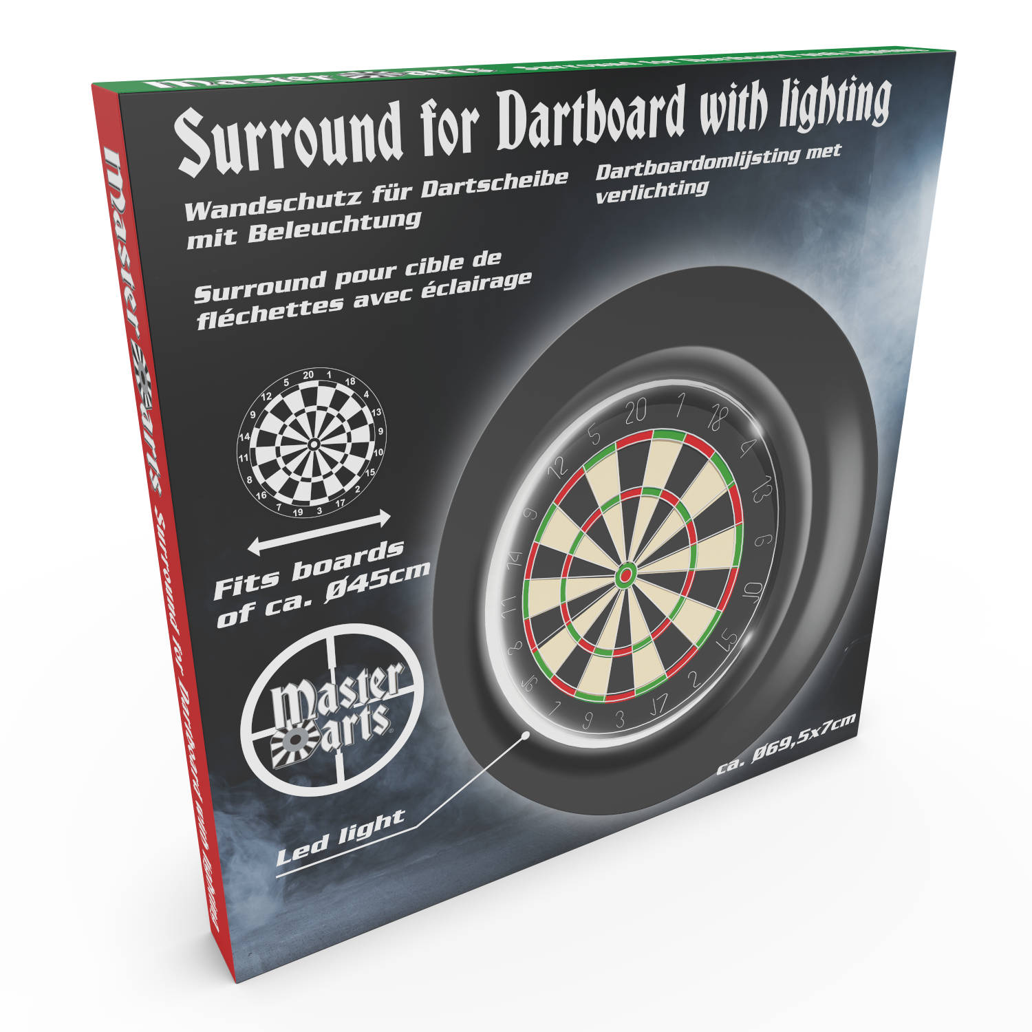 Seminarie Structureel Onbelangrijk Master Darts Dartbord Surround Ring - met LED Verlichting - voor Dartborden  tot 45 CM - Rubber - Zwart | Blokker
