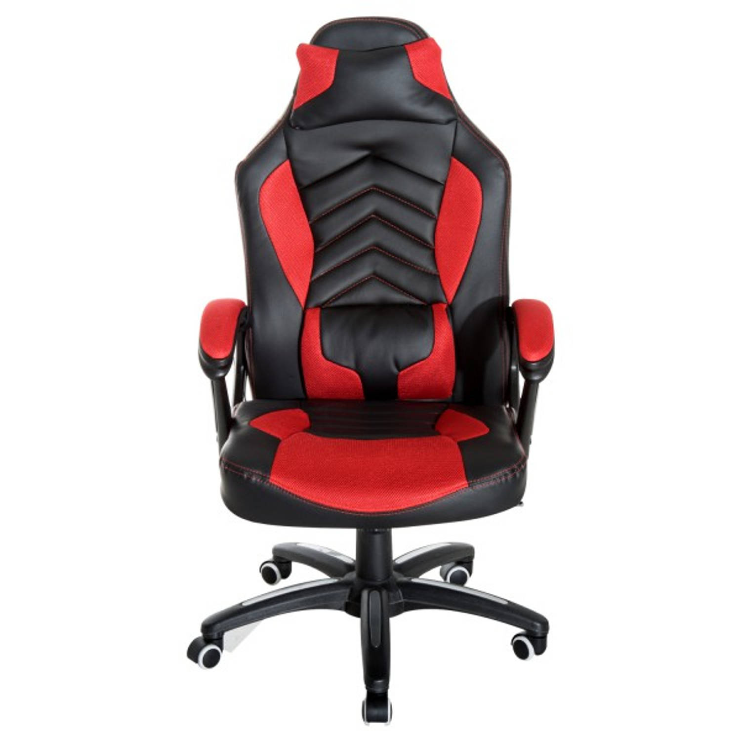 Ergonomische Bureaustoel Gamestoel Gamechair Massage Functie Warmtefunctie Kunstleer Zwart-rood