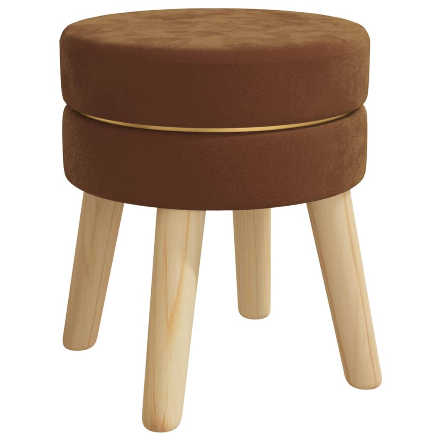 vidaXL Hocker rond fluweel bruin