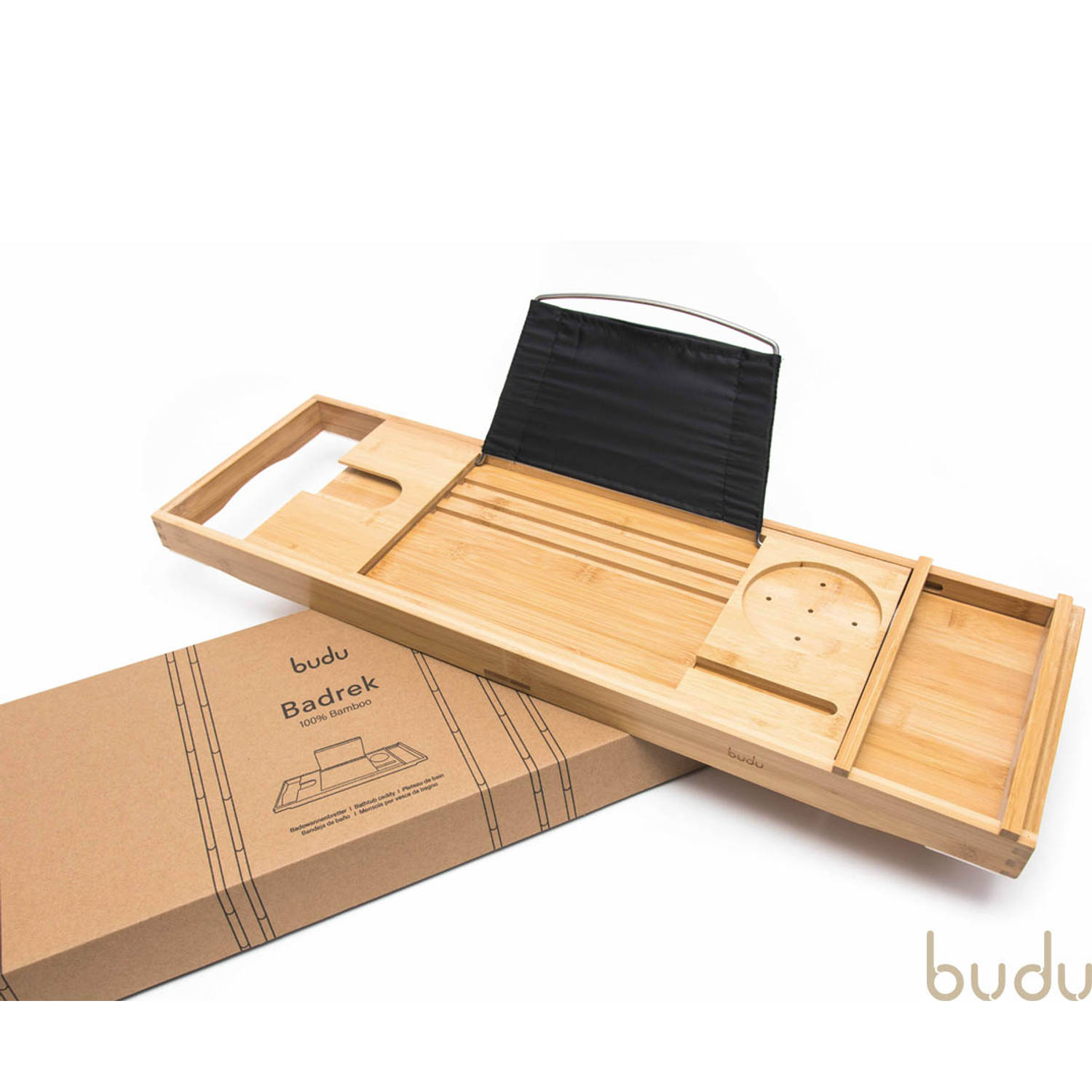 Gespecificeerd laten vallen etiket Budu Badplank Bamboe - Badplank hout - Badplank voor in bad - Verstelbaar /  Uitschuifbaar - Badrekje - Bamboe badrek | Blokker