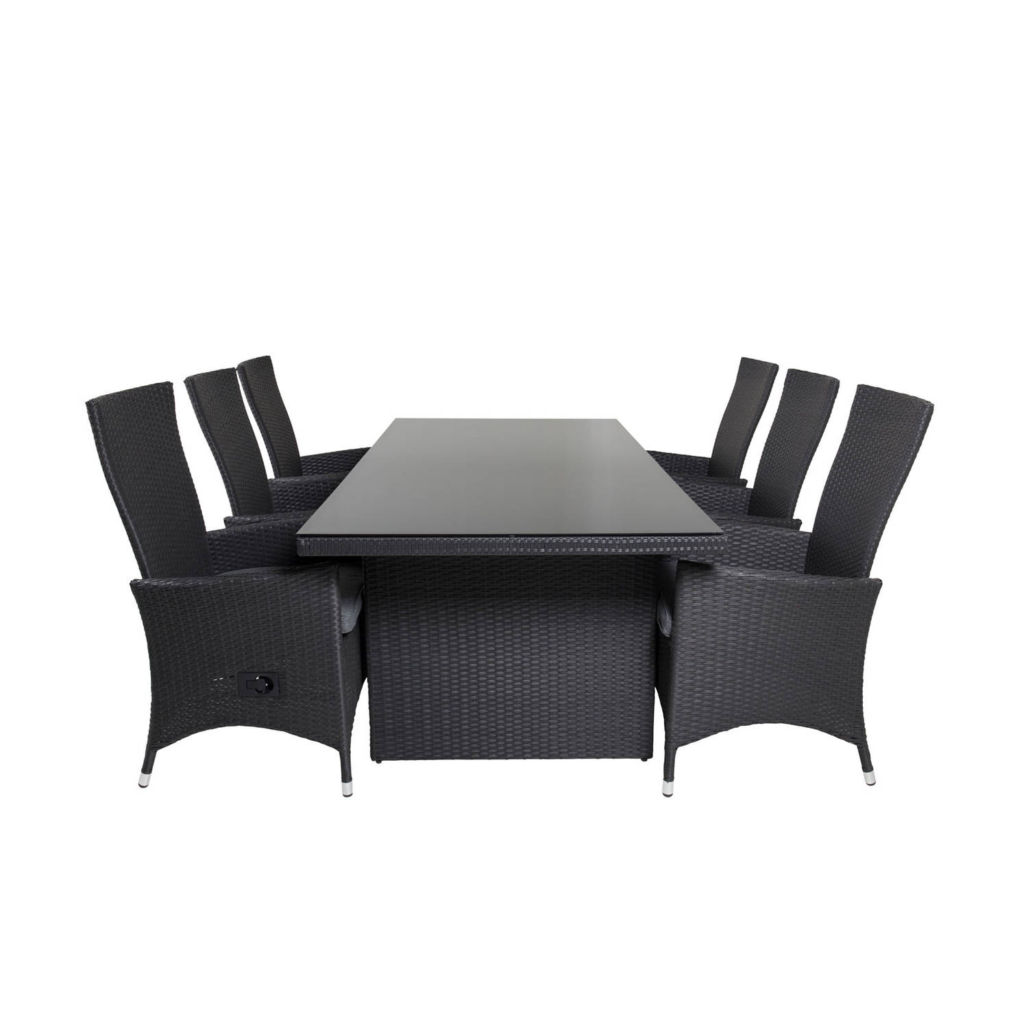 Padova tuinmeubelset tafel 100x200cm en 6 stoel recG Padova zwart.