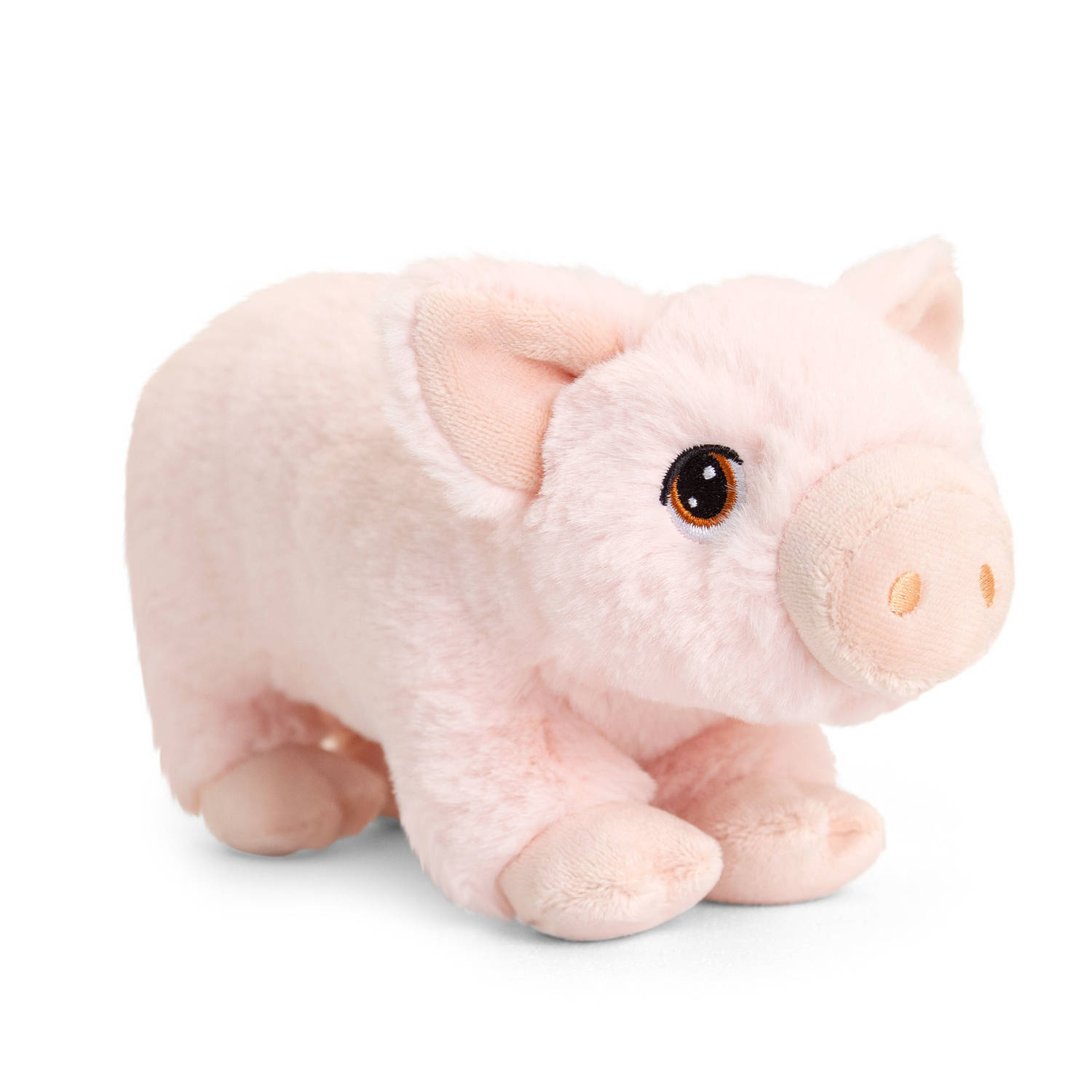 Pluche knuffel dieren roze varken/biggetje 18 cm - Knuffelbeesten - Boerderij dieren speelgoed