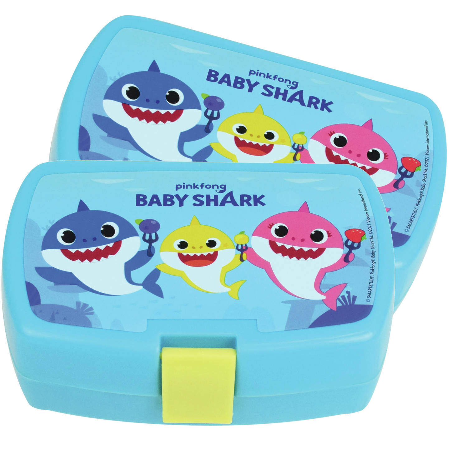 2x Stuks Kunststof Broodtrommels-lunchboxen Baby Shark 16 X 11 Cm Lunchboxen