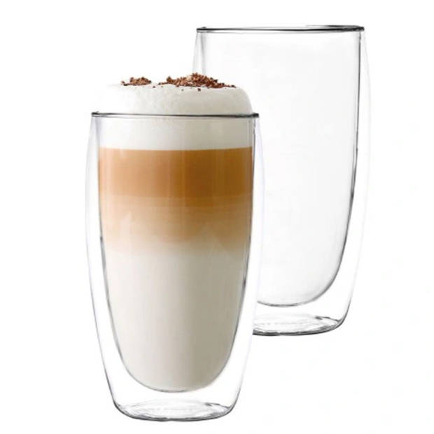 Luxe Latte Macchiato Glazen Dubbelwandig - Koffieglazen - Cappuccino Glazen - Theeglas Dubbelwandig - 450 ML - Set Van 4