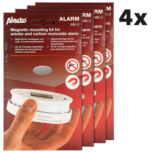 Alecto MK-2 QUADSET Magnetische montageset voor CO en rookmelders Zilver-Zwart