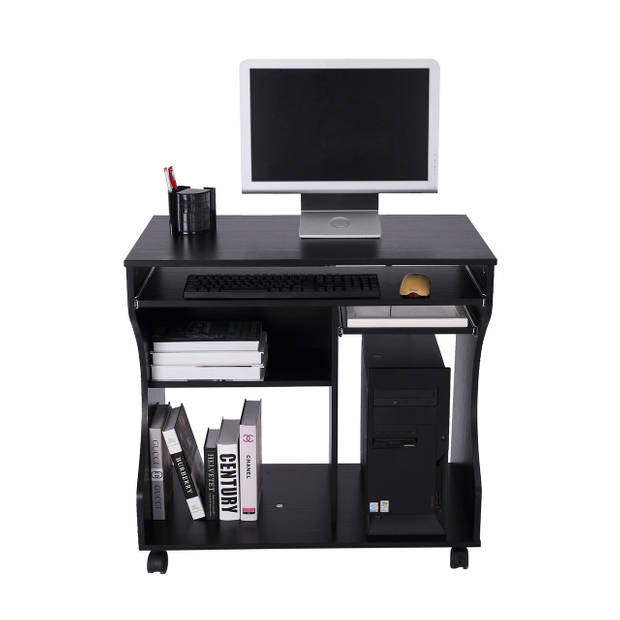 Compact Bureau - Schrijftafel - Computerbureau - Bureautafel - Bureau - Verrijdbaar - 80 x 48 x 76 cm - Zwart