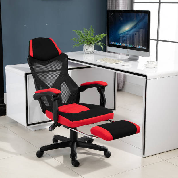 Game Stoel - Gaming stoel - Gaming chair - Met voetensteun - Racing style - Zwart/Rood