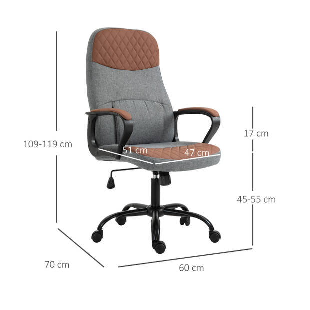 Bureaustoel met kunstleer - Bureaustoelen voor volwassenen - Massagestoel - Stoelen - Gamestoel - Grijs/bruin