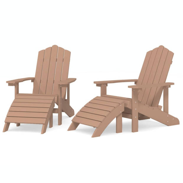 vidaXL Tuinstoelen 2 st Adirondack met voetensteunen HDPE bruin