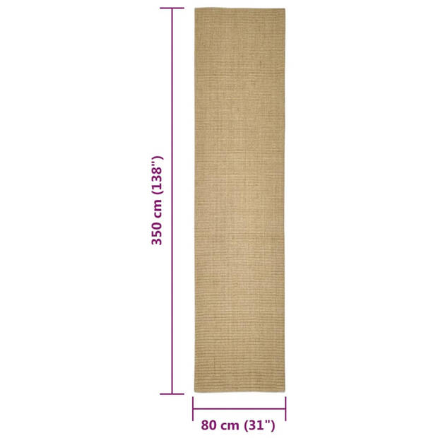 The Living Store Sisal Tapijt - 80 x 350 cm - Hoogwaardig Materiaal - Anti-slip Onderkant