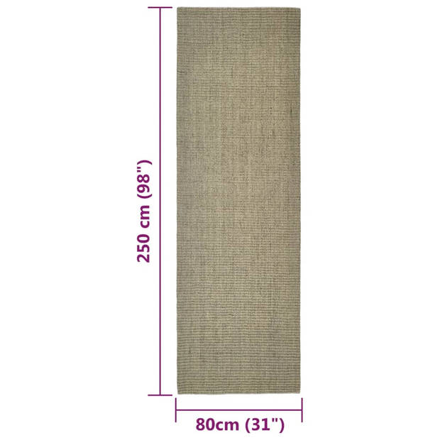 The Living Store Sisal Tapijt - 80 x 250 cm - Taupe - Anti-slip - 100% Sisal