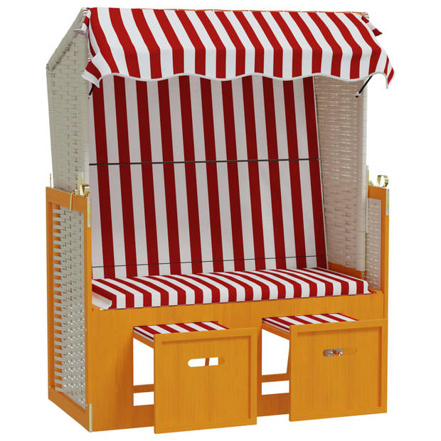 The Living Store Strandstoel - Comfortabele lounger - Poly rattan - Verstelbare rugleuning - Uitschuifbare voetensteun