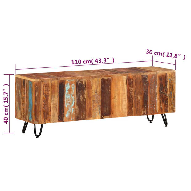 The Living Store Tv-kast Vintage Meerkleurig Hout - 110x30x40 cm