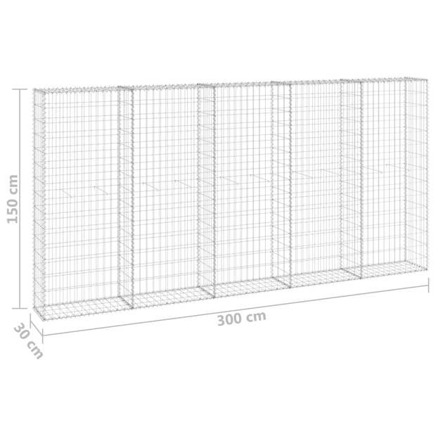 vidaXL Schanskorfmuur met deksels 300x30x150 cm gegalvaniseerd staal