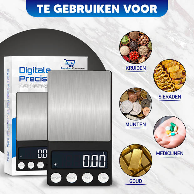 Precisie Weegschaal Keuken Digitaal - Keukenweegschaal - 0,01 tot 200 Gram - Incl. batterij!