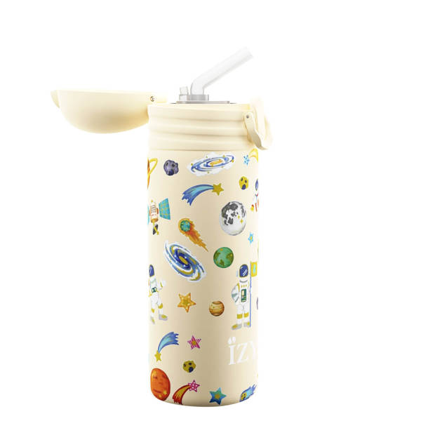 IZY - Thermosfles met Rietje 0.35L, RVS, Ruimte - IZY Kids