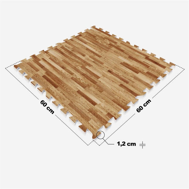 Gorilla Sports Vloermatten Lichte houtlook - 8 stuks - Bescherming - 8 stuks - 2,88 m2 - Puzzel mat