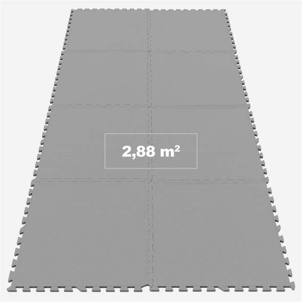 Gorilla Sports Vloermatten Grijs - 8 stuks - Bescherming - 8 stuks - 2,88 m2 - Puzzel mat