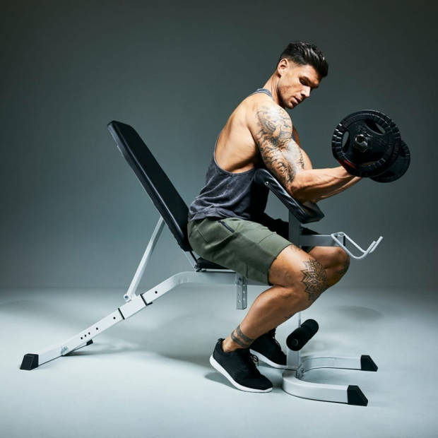 Gorilla Sports Fitnessbank - Wit - Curlrack - Verstelbaar - Belastbaar tot 250 kg