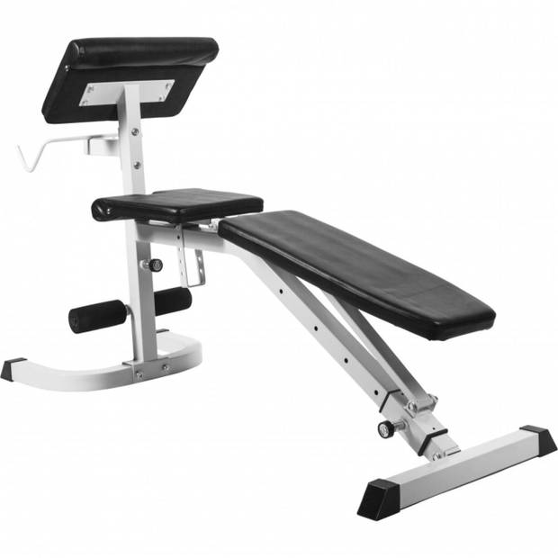 Gorilla Sports Fitnessbank - Wit - Curlrack - Verstelbaar - Belastbaar tot 250 kg