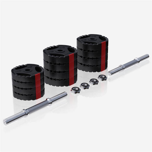 Gorilla Sports Dumbellset - Halterset - Gripper Kunststof - 30 kg - Halterstang met gewichten