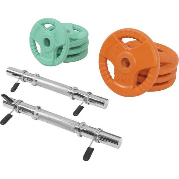 Gorilla Sports Dumbellset - Halterset - Gripper Gietijzer rubber coating - 20 kg