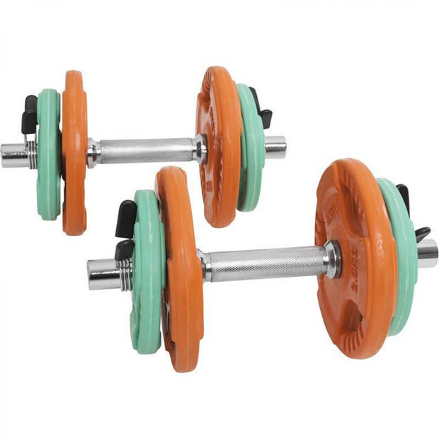 Gorilla Sports Dumbellset - Halterset - Gripper Gietijzer rubber coating - 20 kg