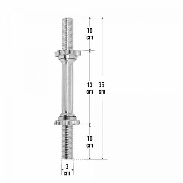 Gorilla Sports Dumbellstang - Halterstang - 35 cm - 30 mm - Incl. Schroefsluiting