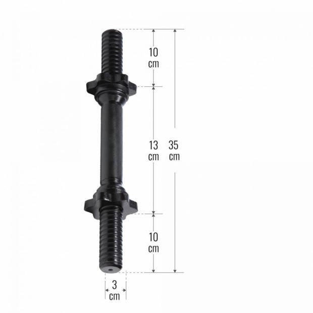 Gorilla Sports Dumbellstang zwart - Halterstang - 35 cm - 30 mm - Incl.