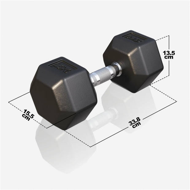 Gorilla Sports Dumbbell - 1 x 15 kg - Gietijzer - Hexagon - Halter