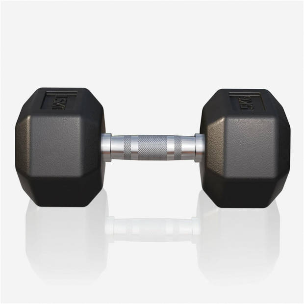 Gorilla Sports Dumbbell - 1 x 15 kg - Gietijzer - Hexagon - Halter