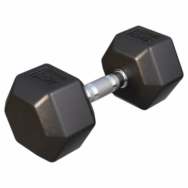 Gorilla Sports Dumbbell - 1 x 15 kg - Gietijzer - Hexagon - Halter