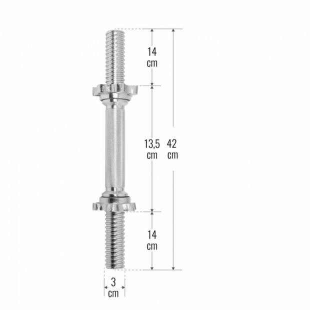 Gorilla Sports Dumbellstang - Halterstang - 42 cm - 30 mm - Schroefsluiting