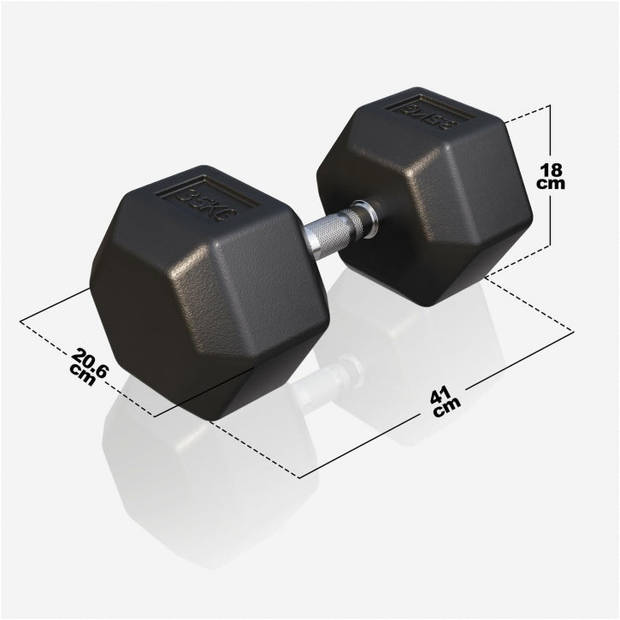 Gorilla Sports Dumbbell - 1 x 35 kg - Gietijzer - Hexagon - Halter