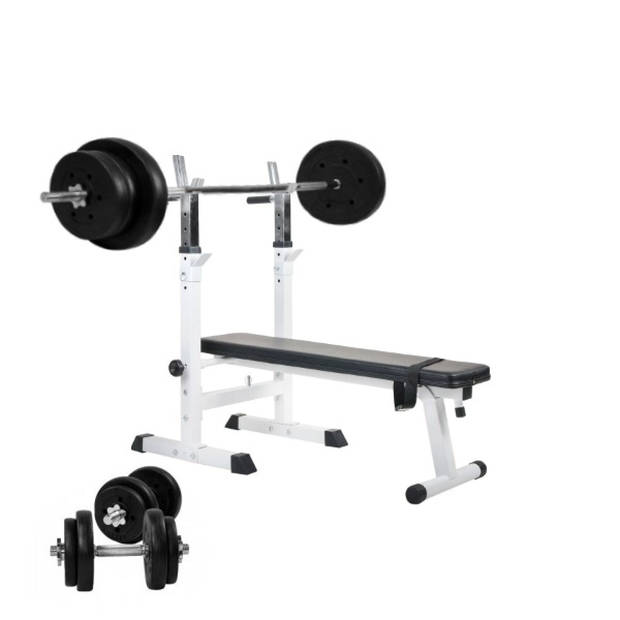 Gorilla Sports Halterbank + 70 kg Halterset - Kunststof