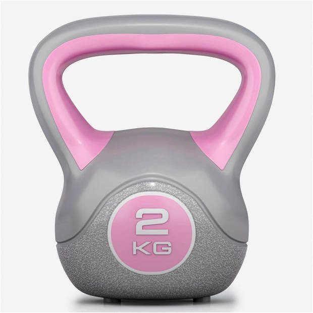 Gorilla Sports Kettlebell Trendy - Kunststof - 2 kg - Grijs - Roze