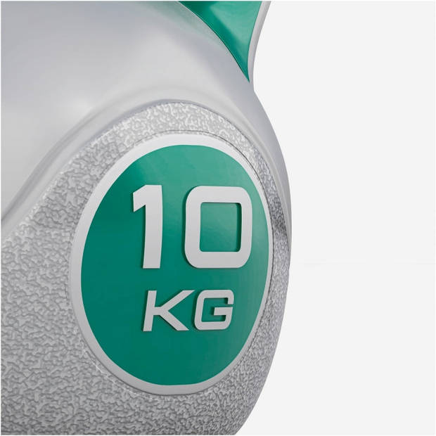 Gorilla Sports Kettlebell Trendy - Kunststof - 10 kg - Grijs - Groen