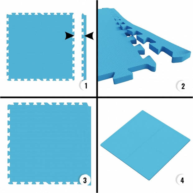 Gorilla Sports 8 eindstukken Blauw voor Beschermingsmatten - Puzzel matten